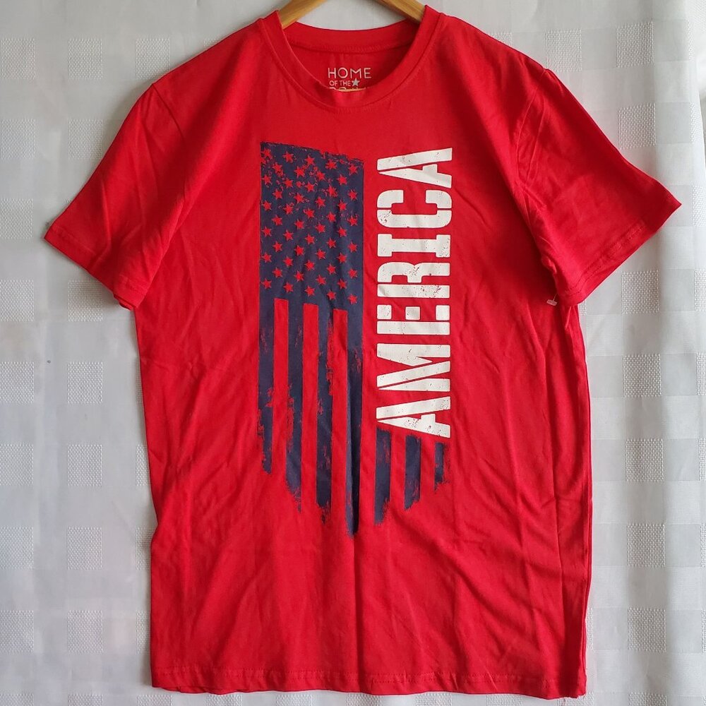 Red AMERICAN FLAG T Shirt US Flag Patriotic Pride Celebration Men's Size Medium